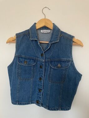 Tangibles Denim Button-Up Sleeveless Vest - Classic Blue